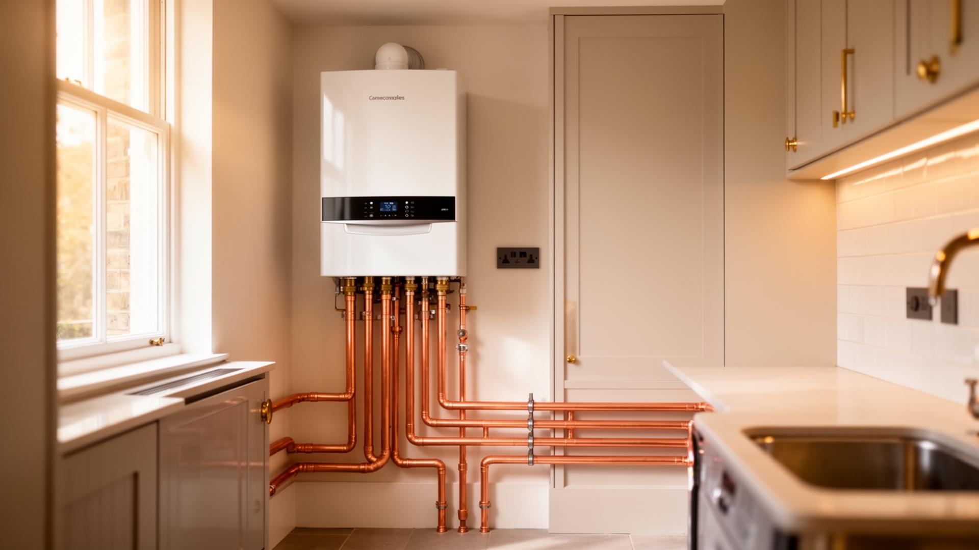 Gas Safe engineer installing a combi boiler in a London utility room